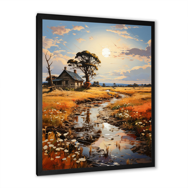 «Countryside Farm Bliss I» sur toile, Cadre simple noir, H 32 po x l 16 po x P 1 po