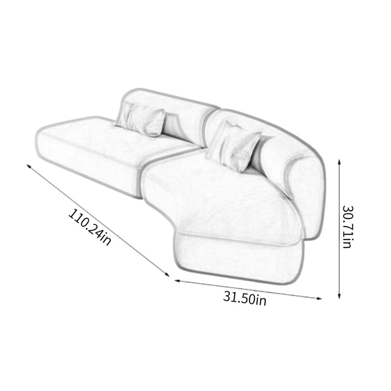 Canapé de luxe moderne à lumière simple, H 30,71 po x l 110,24 po x P 31,5 po