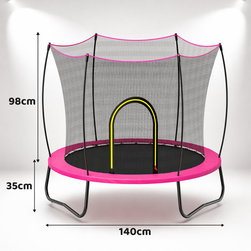 Trampoline rose foncé de 55 pouces avec enceinte sécuritaire et cadre galvanisé durable pour le plaisir en famille