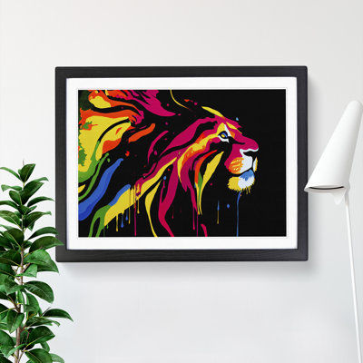 Technicolour Lion Abstract - Single Picture Frame Print