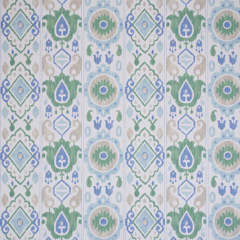 Elizia Ikat Wallpaper, Green & Blue