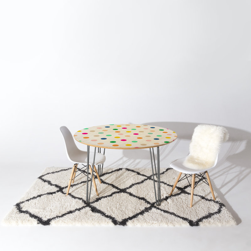 Oval Solid Wood Top Metal Base Dining Table