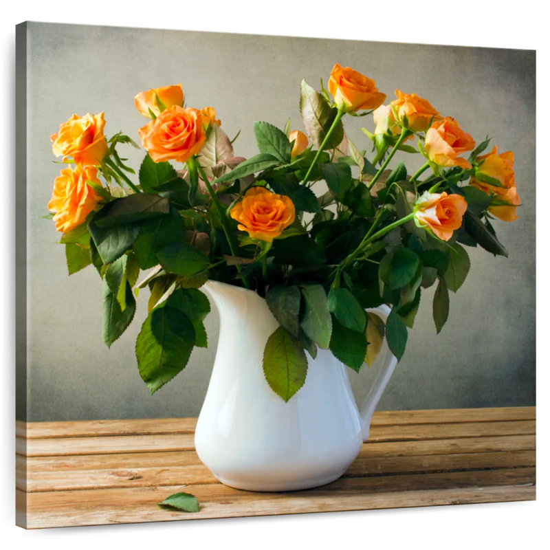 Pot Harnek de roses oranges, H 20 po x l 20 po