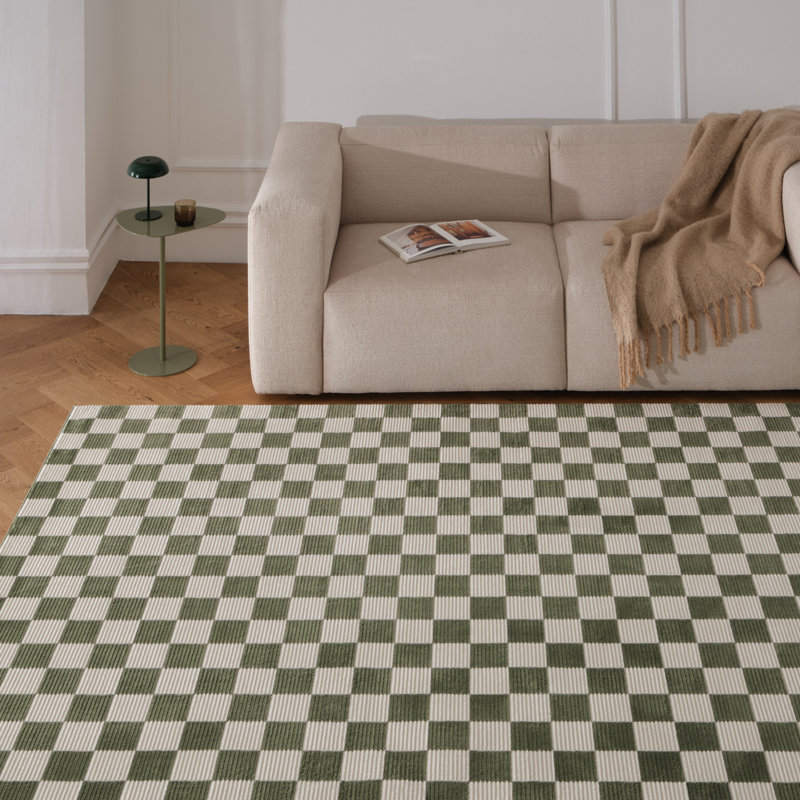 Gambit Washable Rug, Rectangle 5'3" x 7'10", Olive Green