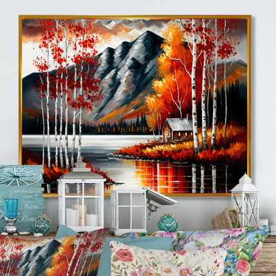 «Cabin by the Lake in Autumn I», reproduction sur toile