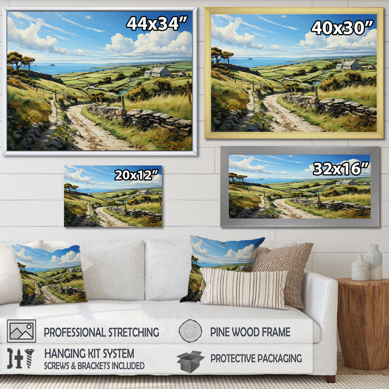 «Ireland Emerald Isle This V», art mural Irlande, H 34 po x l 44 po x P 1,5 po, Toile tendue