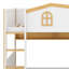 Lit superposé pour enfants avec garde-corps de style maison avec tablettes de rangement et lit gigogne-261813445