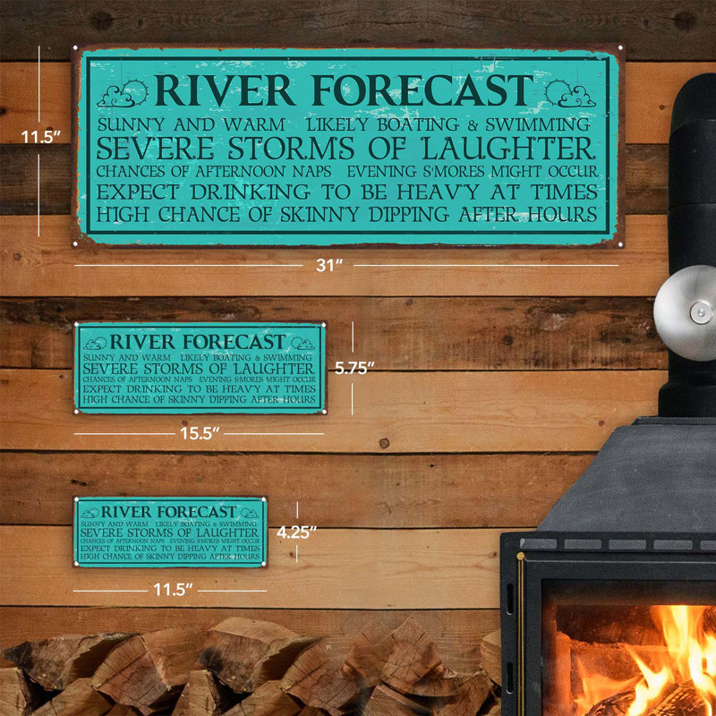 «River Forecast Metal Sign» sur métal, H 5,75 po x l 15,5 po