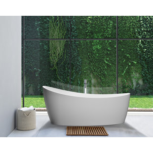 Dune 59'' x 32'' Freestanding Soaking Solid Surface Bathtub