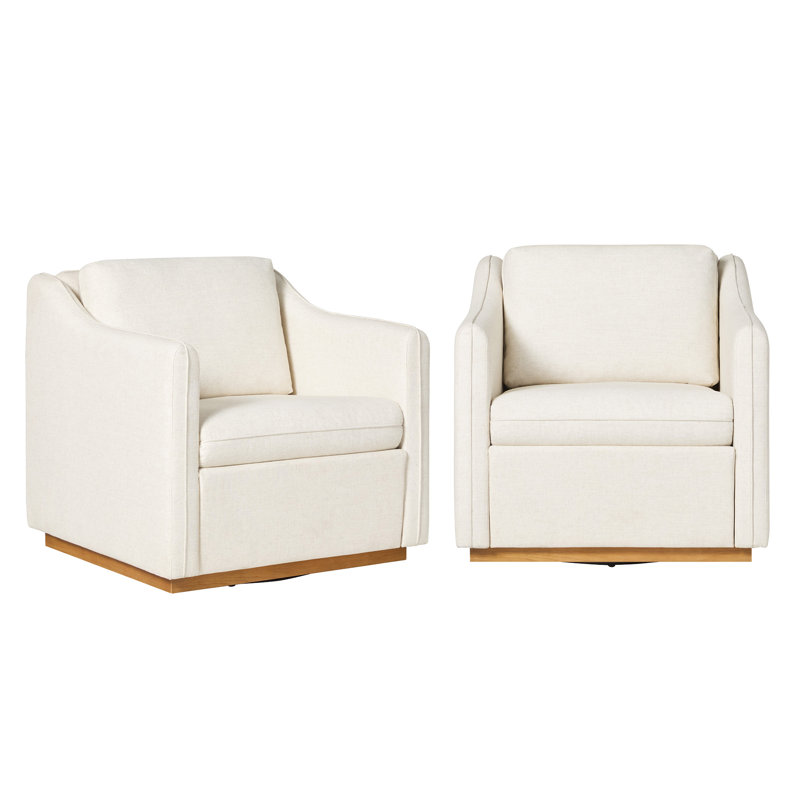 Ensemble de 2 fauteuils pivotants rembourrés Modern Farmhouse, Crème, crème