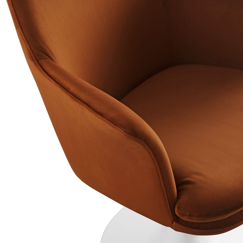 Lippa Performance Velvet Swivel Dining Armchair, White, Velvet Rust