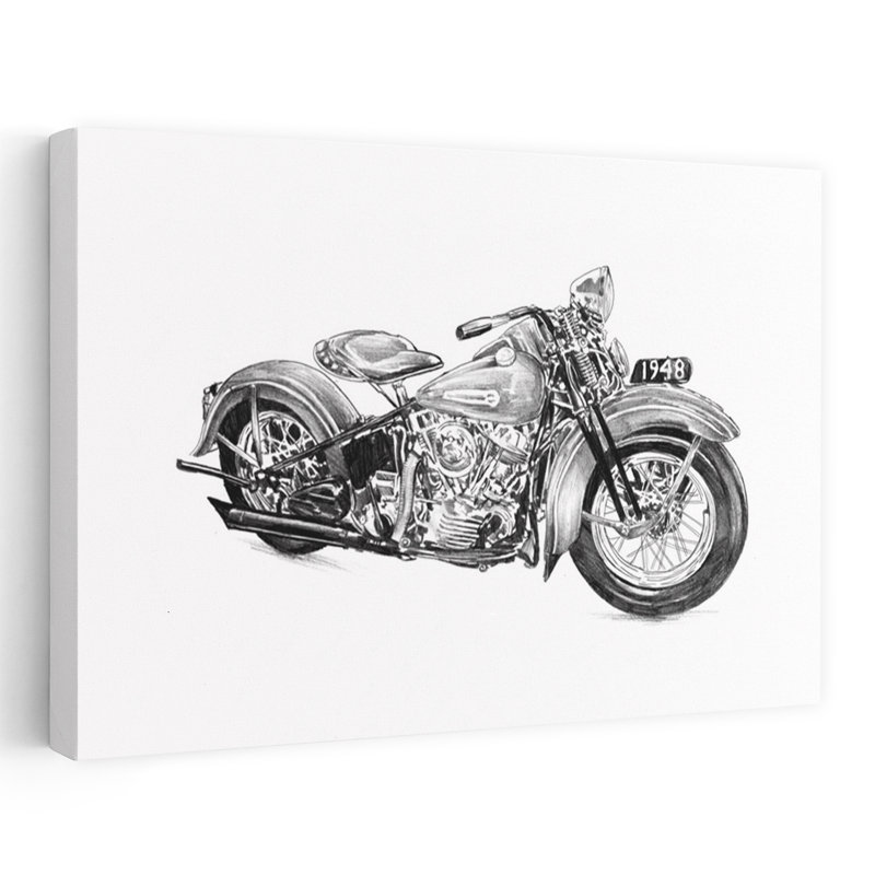 Illustration de moto rétro classique de 1948, impression murale rétro, H 40 po x l 60 po