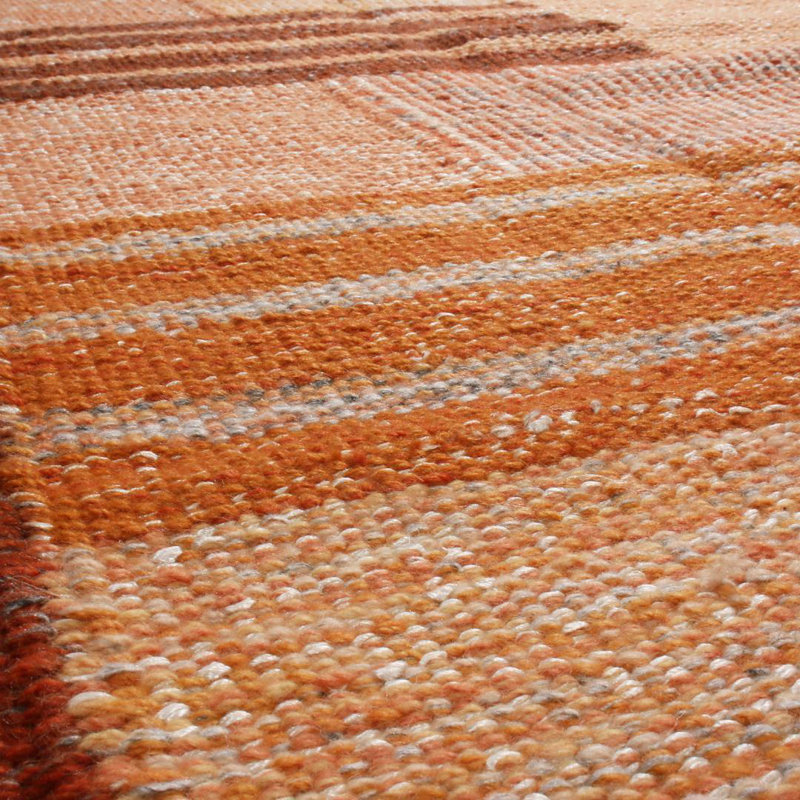 Rug & Kilim’S Scandinavian Inspired Peach And Brown Wool Kilim Rug, Rectangle 5' x 7'