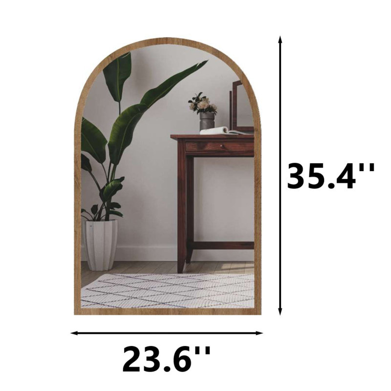 Miroir arqué 100% bois aggloméré, Chêne