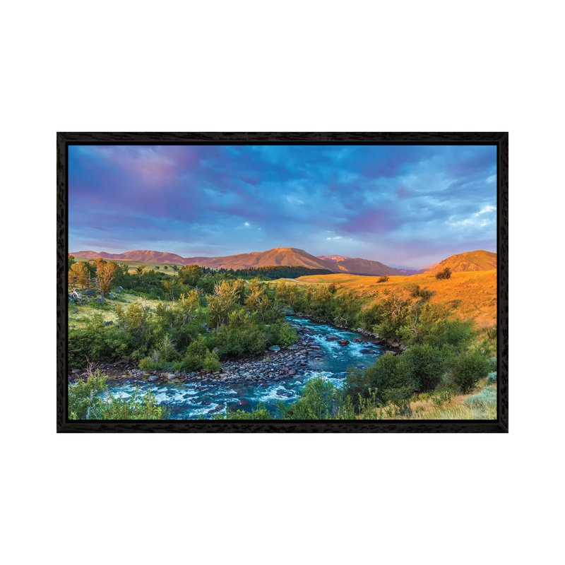 Stillwater River Montana by Sarah Kadlecek - Print on Canvas, 45.72cm H x 66.04cm W x 3.81cm D, Black Framed