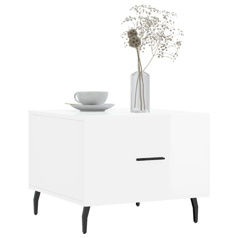 Four Leg Coffee Table with Storage, high gloss white