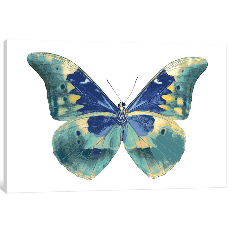 « papillon en aqua i », reproduction d’art sur toile, H 12 po x l 18 po x P 1,5 po