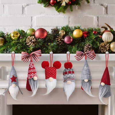 Ensemble de 6 décorations de Noël - Gnomes Tomte, suspendus et debout