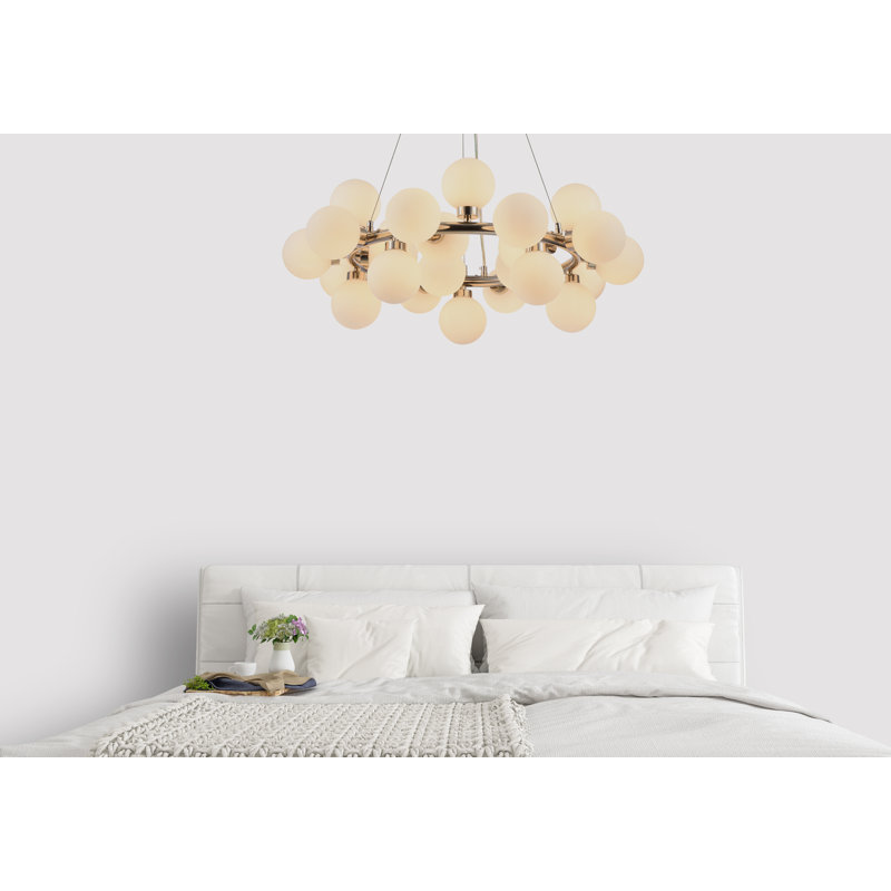 Lustre globe en verre 25 lumières Transitional, Nicel brillant