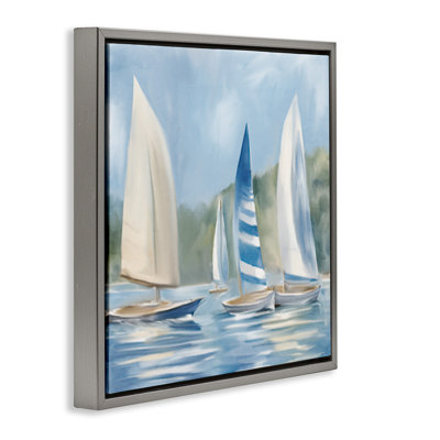 «Sailboat Day», peinture encadrée sur toile flottante par Kim Allen