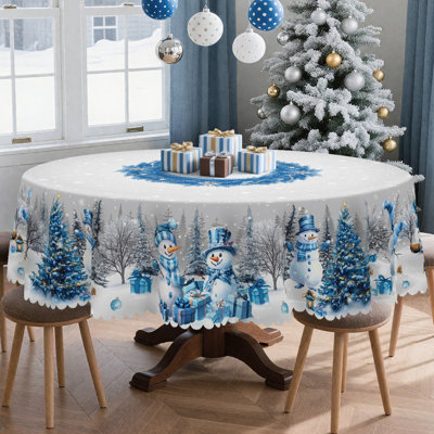 Nappe bleue en polyester lavable Père Noël