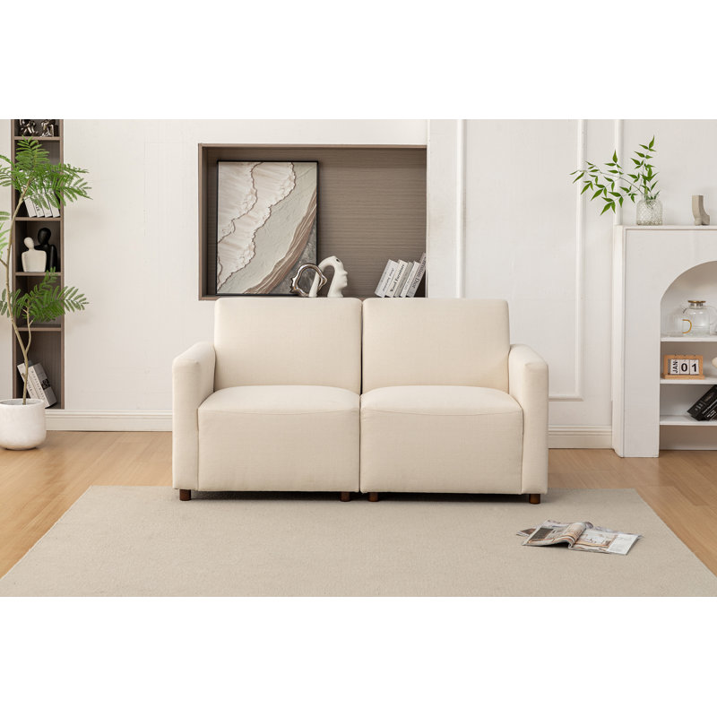 Canapé modulaire 2 pièces Duvall - Tissu performance, Polyester beige