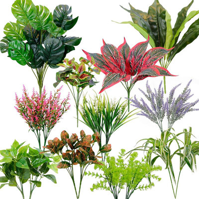 20-Pack Realistic Artificial Plants & Flowers For Outdoor & Indoor Decor  For Garden Porch Planter Window Box Home Decor