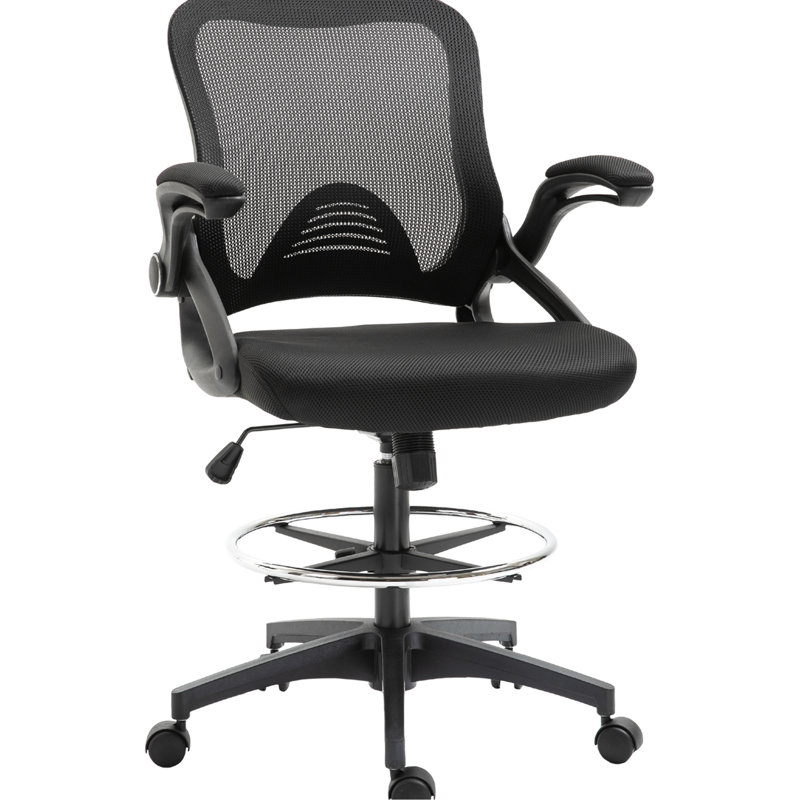 Chaise de bureau noire, siège et repose-pieds réglables, soutien lombaire, fauteuil en mousse confortable avec siège, filet, accoudoirs peu encombrants