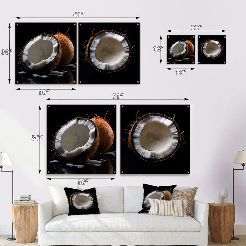 «Midnight Black Coconut Contrast Fruit» - ensemble de 2 verres muraux en acrylique, H 16 po x l 33 po