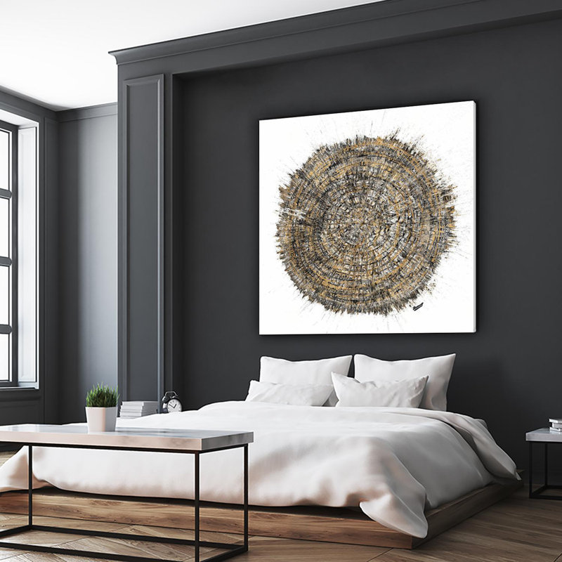 «Mysterious Tree Rings», reproduction d'art sur toile géante 54 po x 54 po, blanc