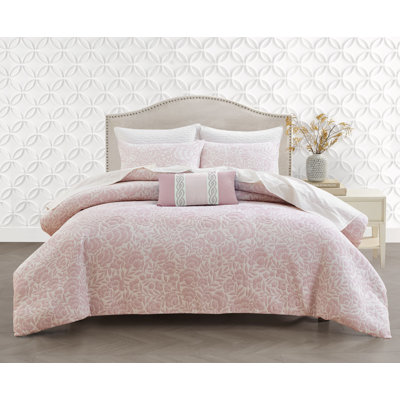 Ensemble de housse de couette Colette en coton matelassé avec bride 1/2 po - motif floral élégant