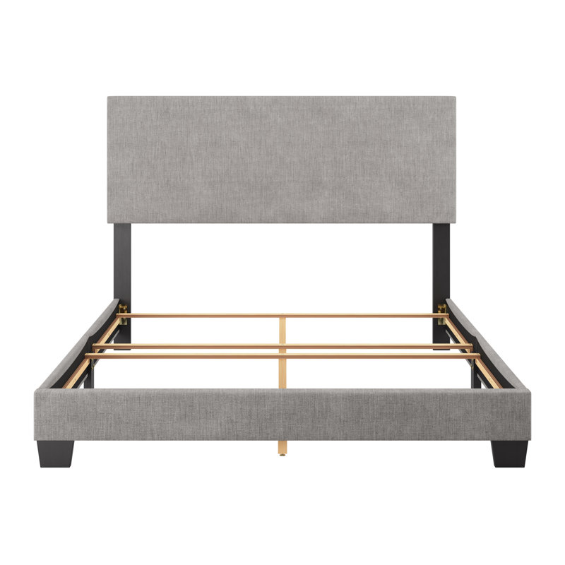 Lit tapissier Arlea, Grand, Polyester gris clair