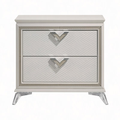 Nightstand 2-Drawers Storage Bedroom Furniture 1Pc