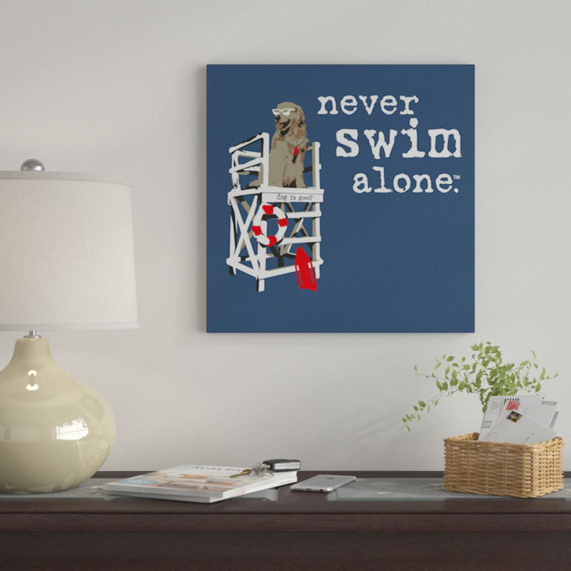 «Never Swim Alone», impression sur toile, H 12 po x l 12 po x P 0,75 po, Pas de tapis, Toile tendue
