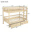 Lits jumeaux détachables superposés avec 2 tiroirs de rangement, style rustique en pin pour toute la famille-439758557