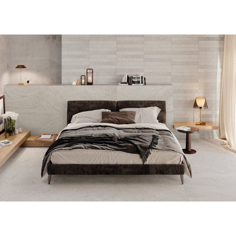 Modern Travertine 2.75"x24" Stone Look Porcelain Floor & Wall Tile, Gray