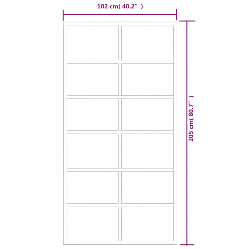 Vidaxl Sliding Door With Hardware Set ESG Glass&Aluminium 102X205 Cm, 205cm H x 102cm W