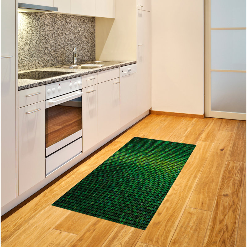 Green High Density Long Fiber Poly Threads Decorative Area Rug Carpet, Rectangle 2'7" x 5'