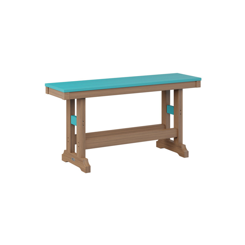 Garden Classic Outdoor Bench, 23" H x 12.5" W x 44" D, Aruba Blue/Antique Mahogany