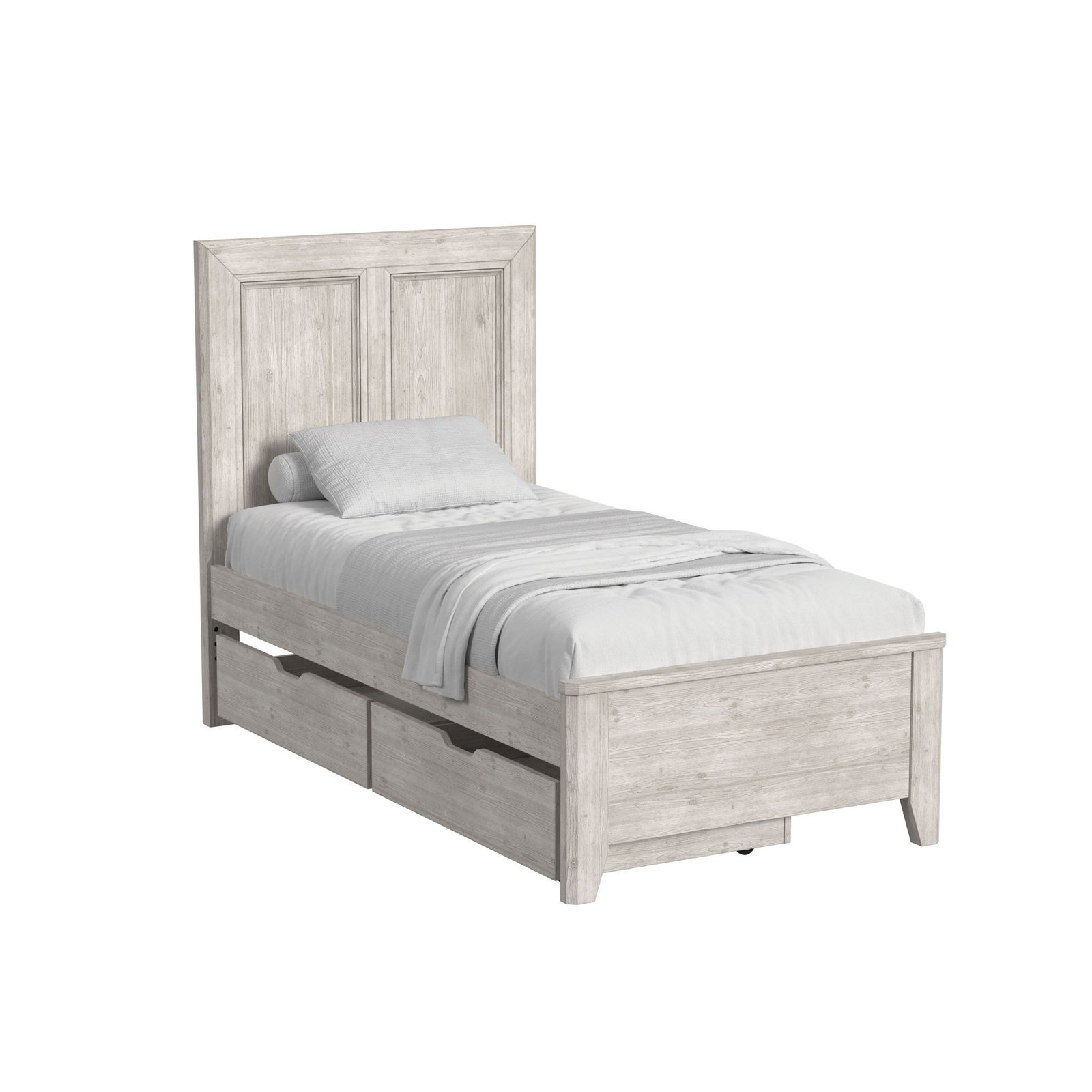 Jemma Solid Wood Panel Bed, Washed Linen, Twin
