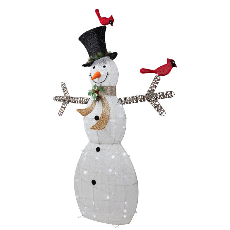 Décoration de Noël 72 "blanche et noire avec bonhomme de neige et chapeau haut de forme 72"