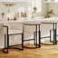 Tabouret de bar 26 po à hauteur de comptoir avec dossier, tissu blanc cassé, lin et métal noir-109318048-112666097