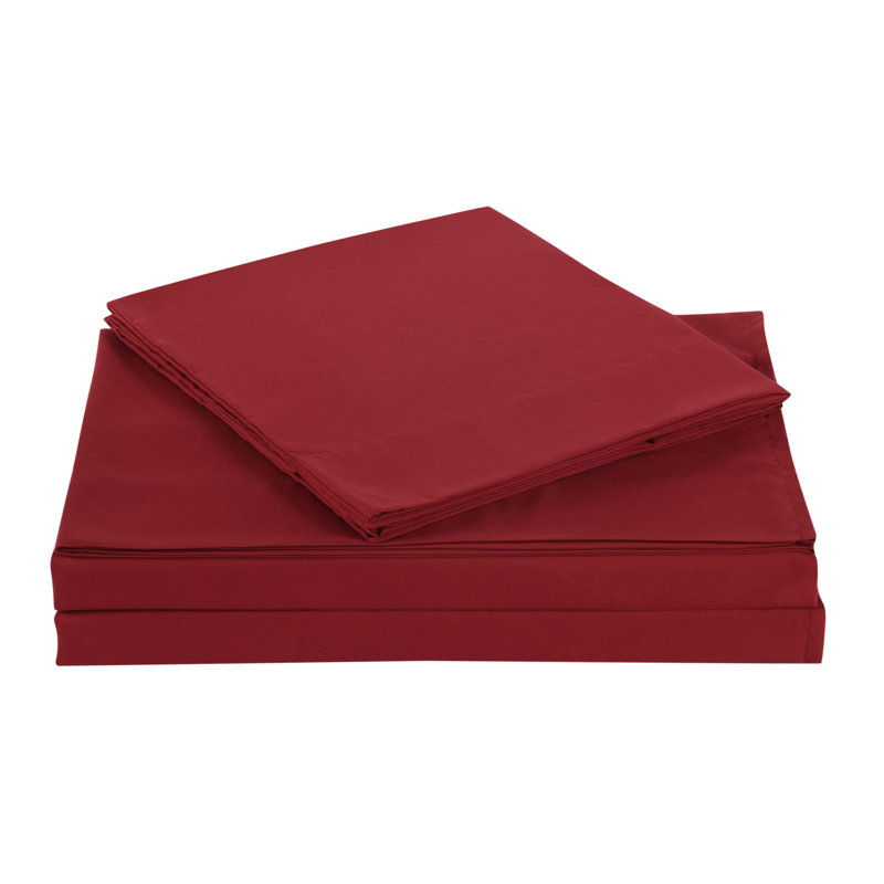 Microfiber Standard Sheet Set, Red, Twin Sheet Set + Fitted Sheet + 1 Pillowcase