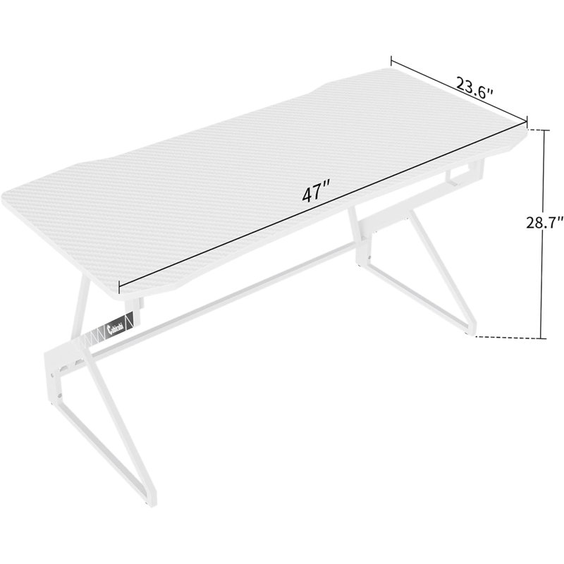 Kymorah Metal Base Computer Desk, White, 28.7" H x 47" W x 23.6" D