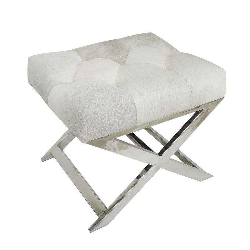 Tabouret en cuir capitonné gris clair Cayden