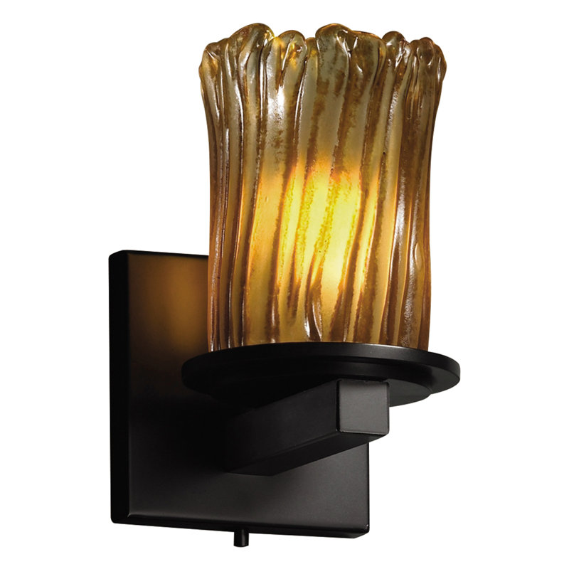 Applique murale à bras 1 lumière Leroux, Bronze foncé, Amber