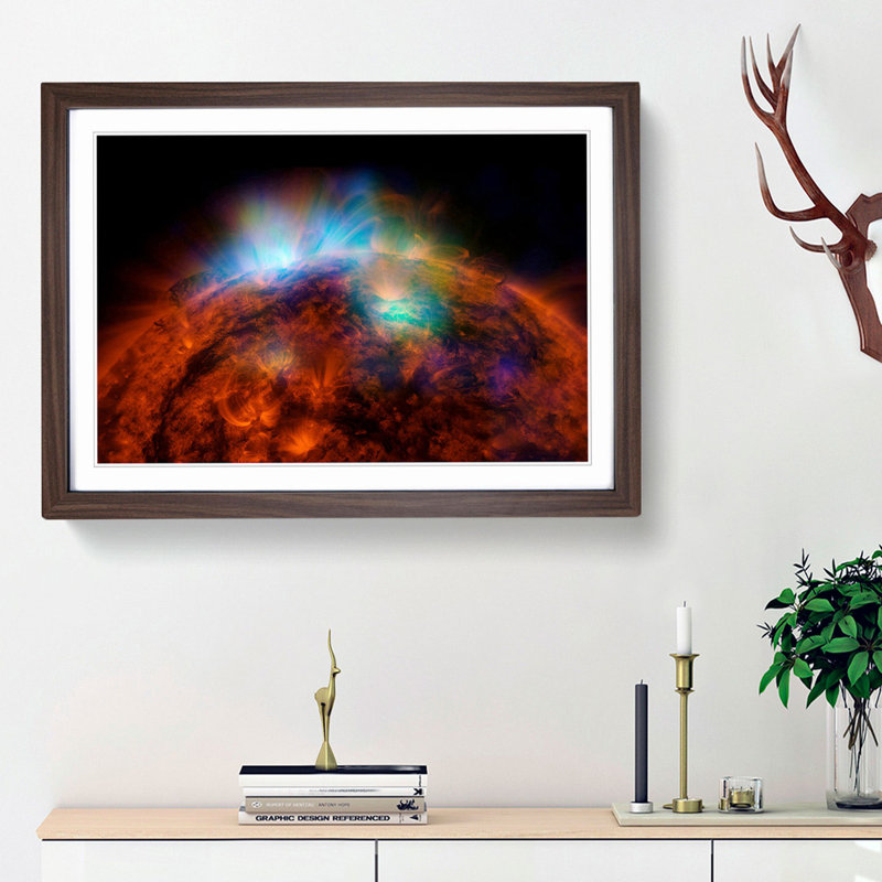 Light of the Sun in Abstract - Picture Frame Graphic Art Print, 48cm H x 65cm W x 2cm D, Walnut Framed