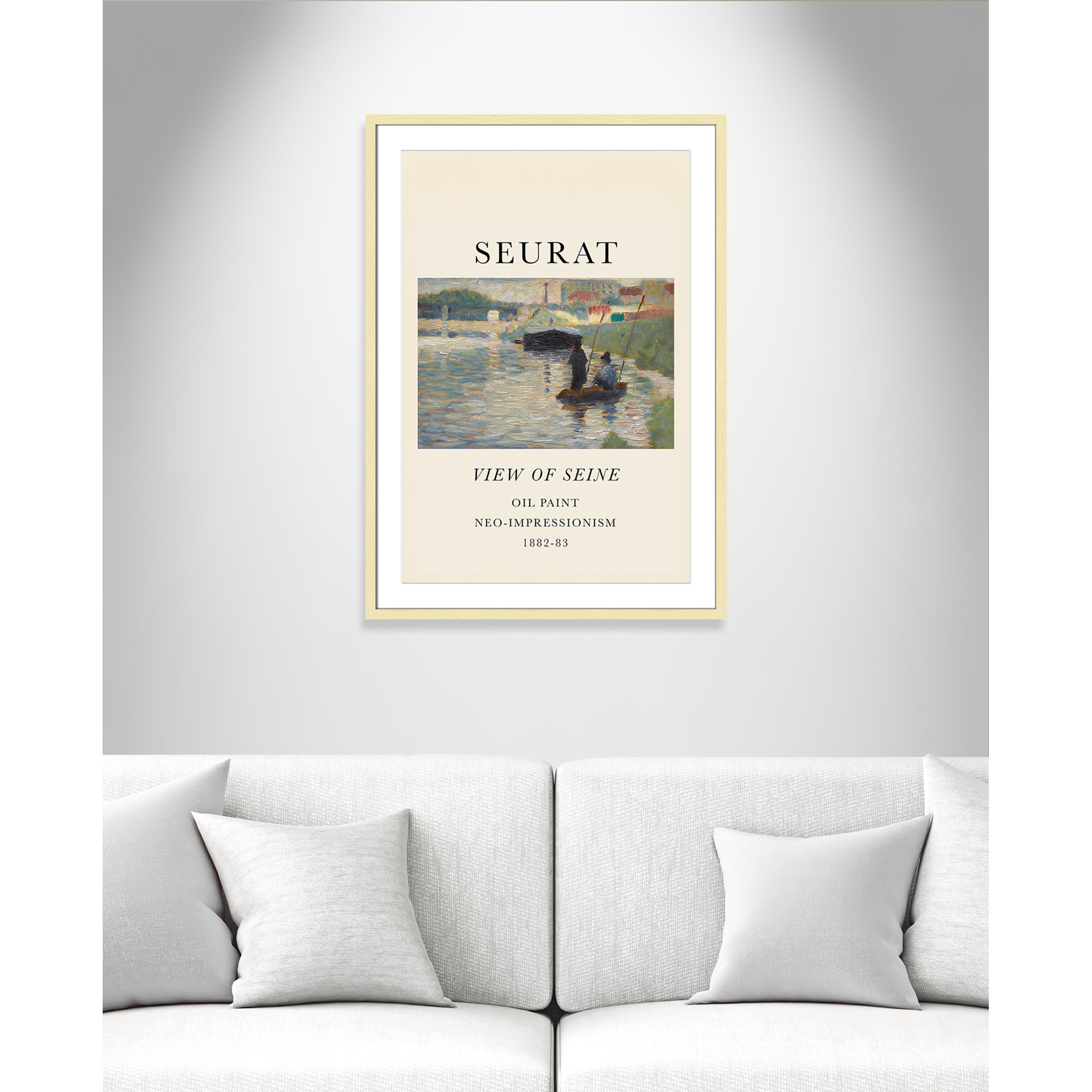 View Of Seine by Georges Seurat, Gold Single Picture Frame, Yes, 35.5" H x 25.5" W x 1.25" D