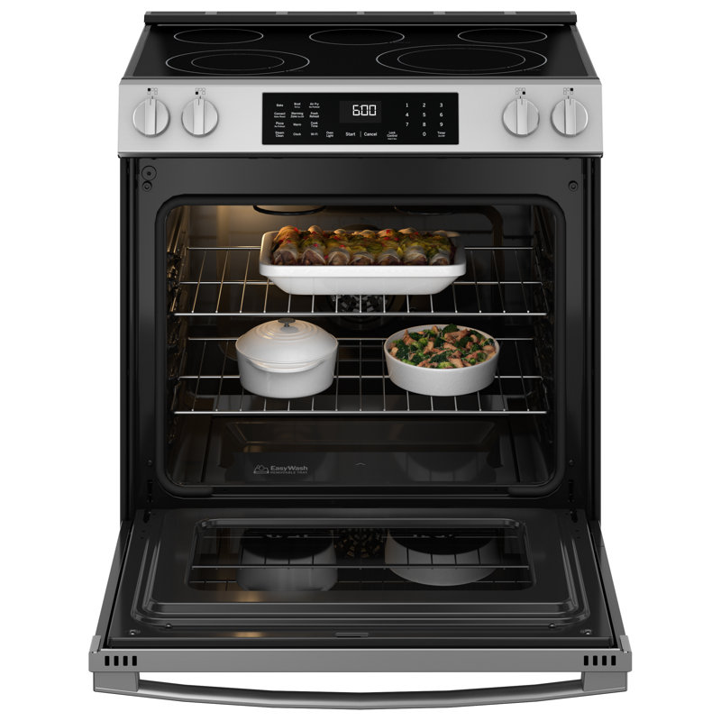 GE 30" Slide-In Electric Convection Range, Stainless Steel