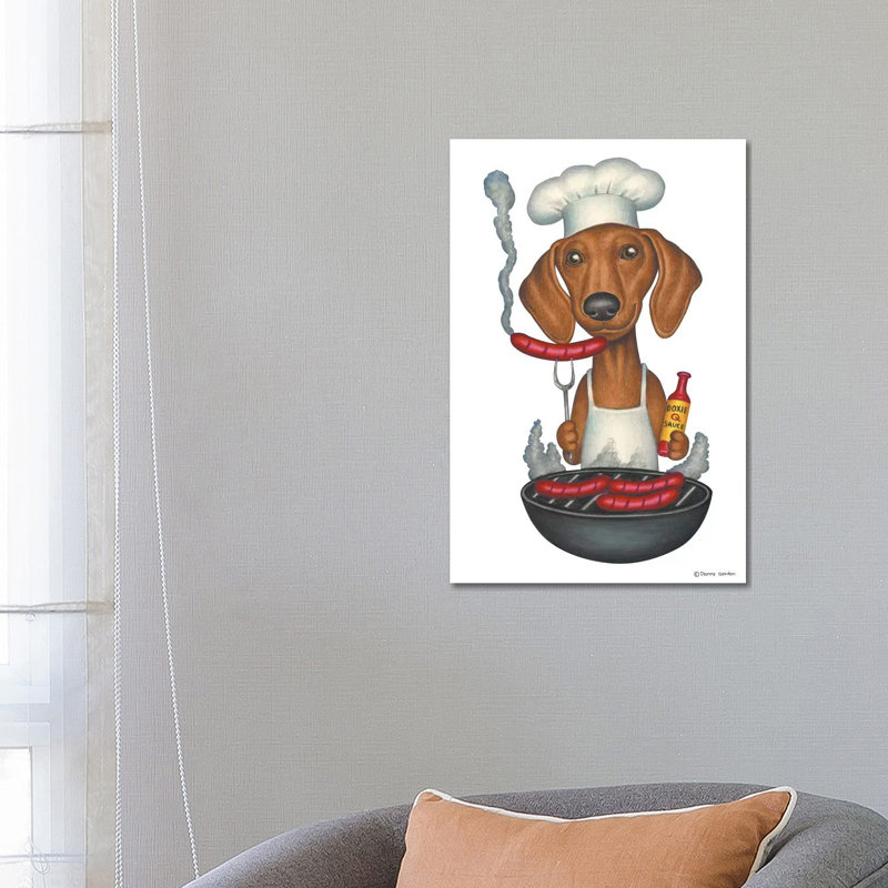 Dachshund Grilling by Danny Gordon - Wrapped Canvas Print, 66.04cm H x 45.72cm W x 1.91cm D